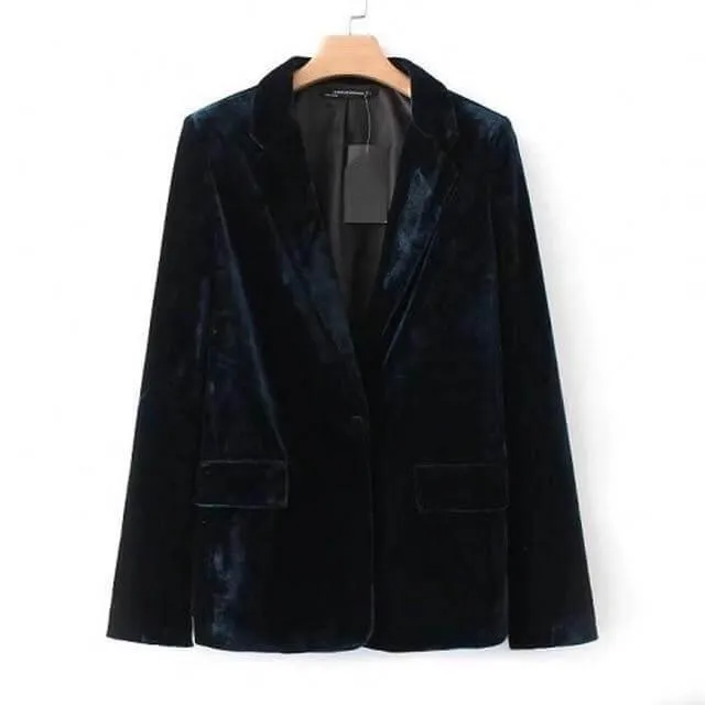 1-Button Velvet Blazer Women - Suit Jacket