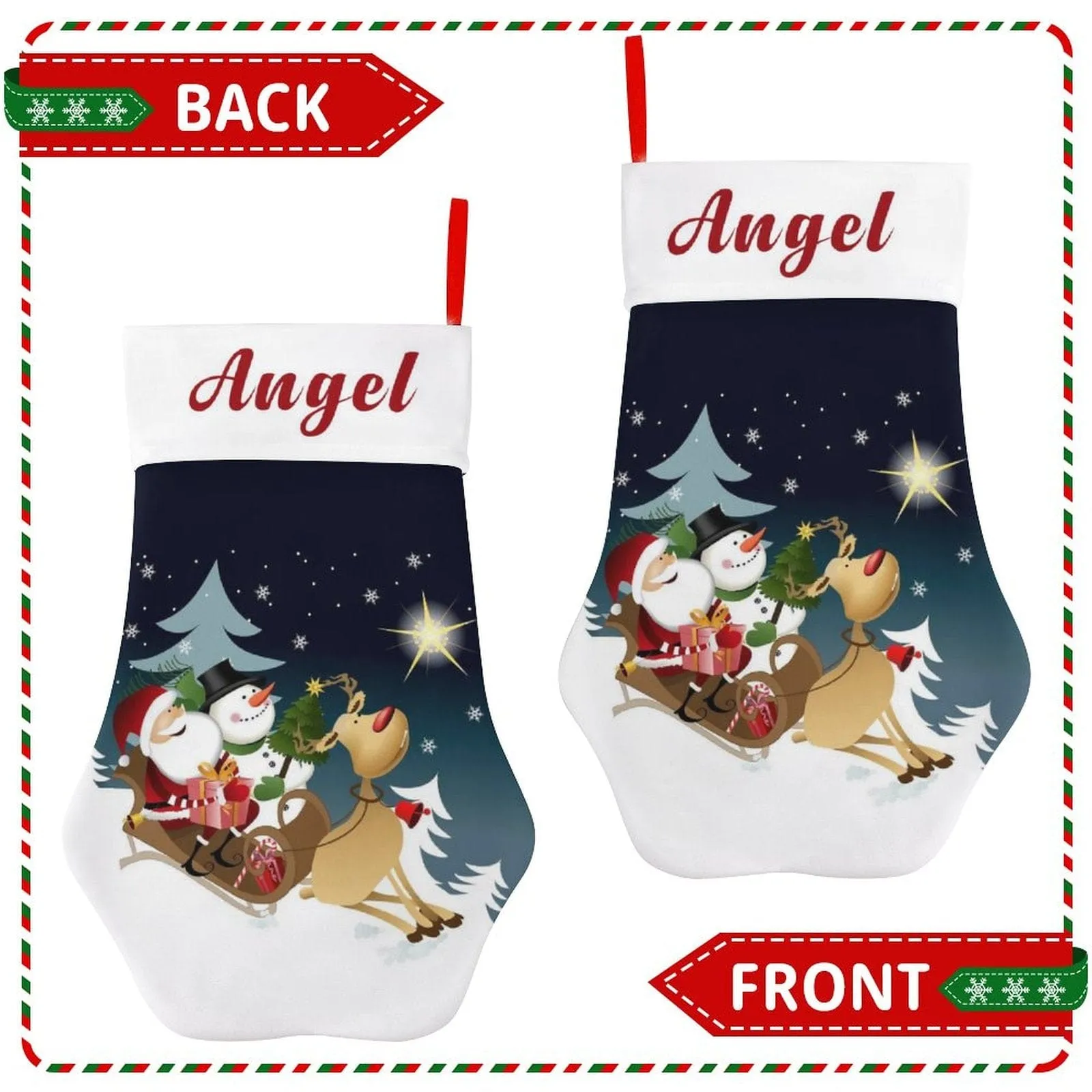 16.6in(L) Plus Size-Custom Name Socks Paw Christmas Stocking Holiday Decor Gifts