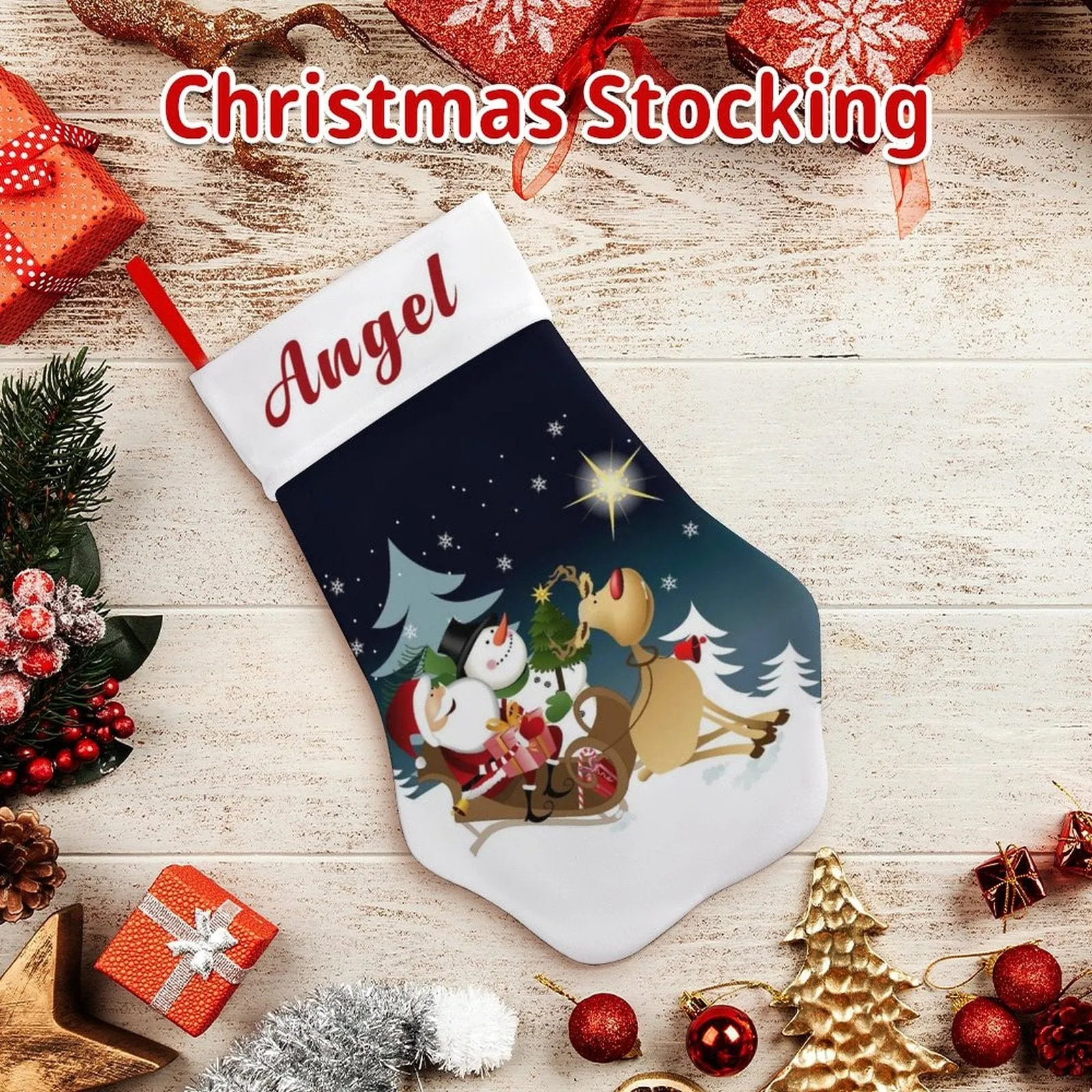 16.6in(L) Plus Size-Custom Name Socks Paw Christmas Stocking Holiday Decor Gifts