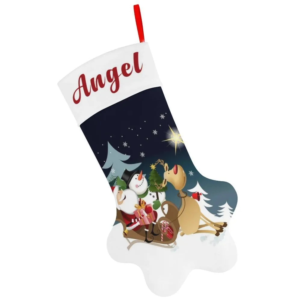 16.6in(L) Plus Size-Custom Name Socks Paw Christmas Stocking Holiday Decor Gifts