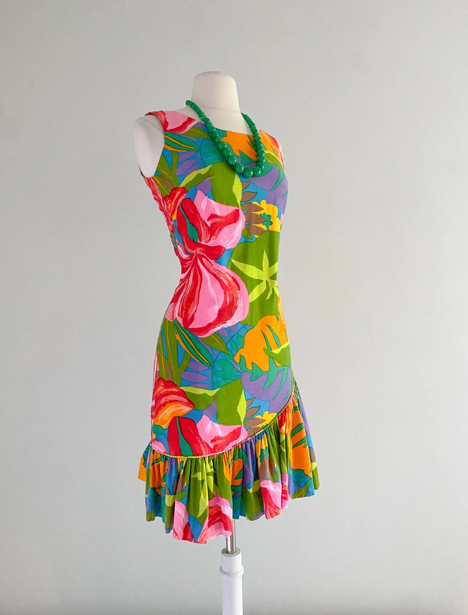 1960's Rhapsody by Glazier Print Polished Cotton Dress / Sz M