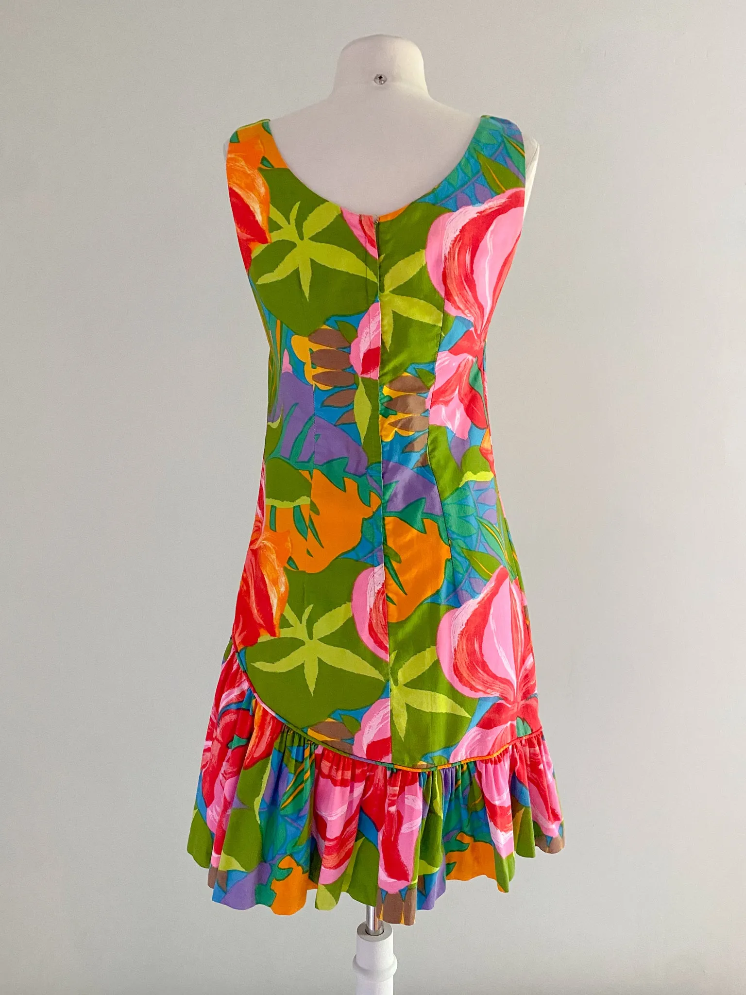 1960's Rhapsody by Glazier Print Polished Cotton Dress / Sz M