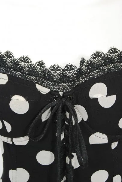 1990's Dolce & Gabbana Polka-Dot Print Silk Bustier Lace-Up Slip Dress