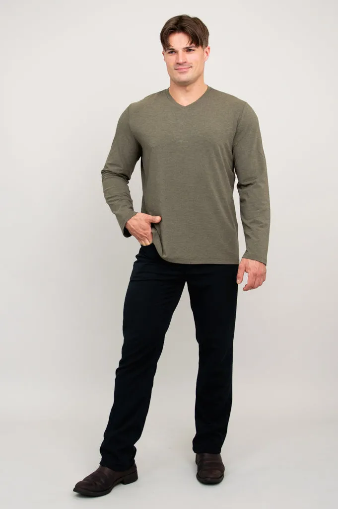 Adam Long Sleeve, Yarn Dye Khaki, Bamboo