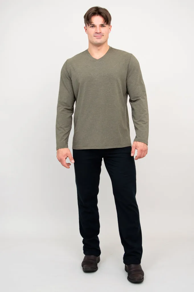 Adam Long Sleeve, Yarn Dye Khaki, Bamboo