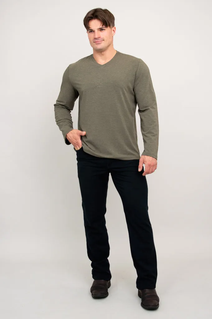 Adam Long Sleeve, Yarn Dye Khaki, Bamboo