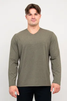 Adam Long Sleeve, Yarn Dye Khaki, Bamboo