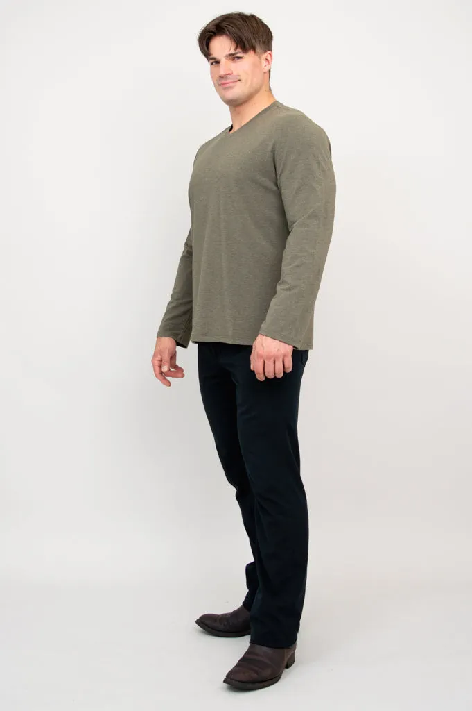 Adam Long Sleeve, Yarn Dye Khaki, Bamboo