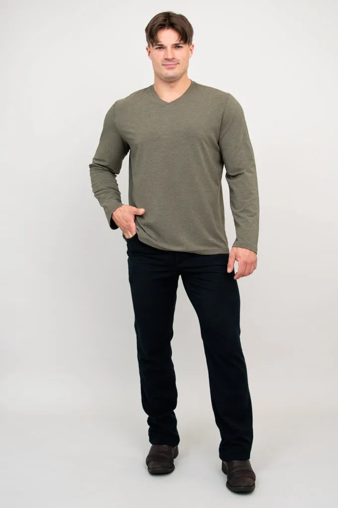 Adam Long Sleeve, Yarn Dye Khaki, Bamboo