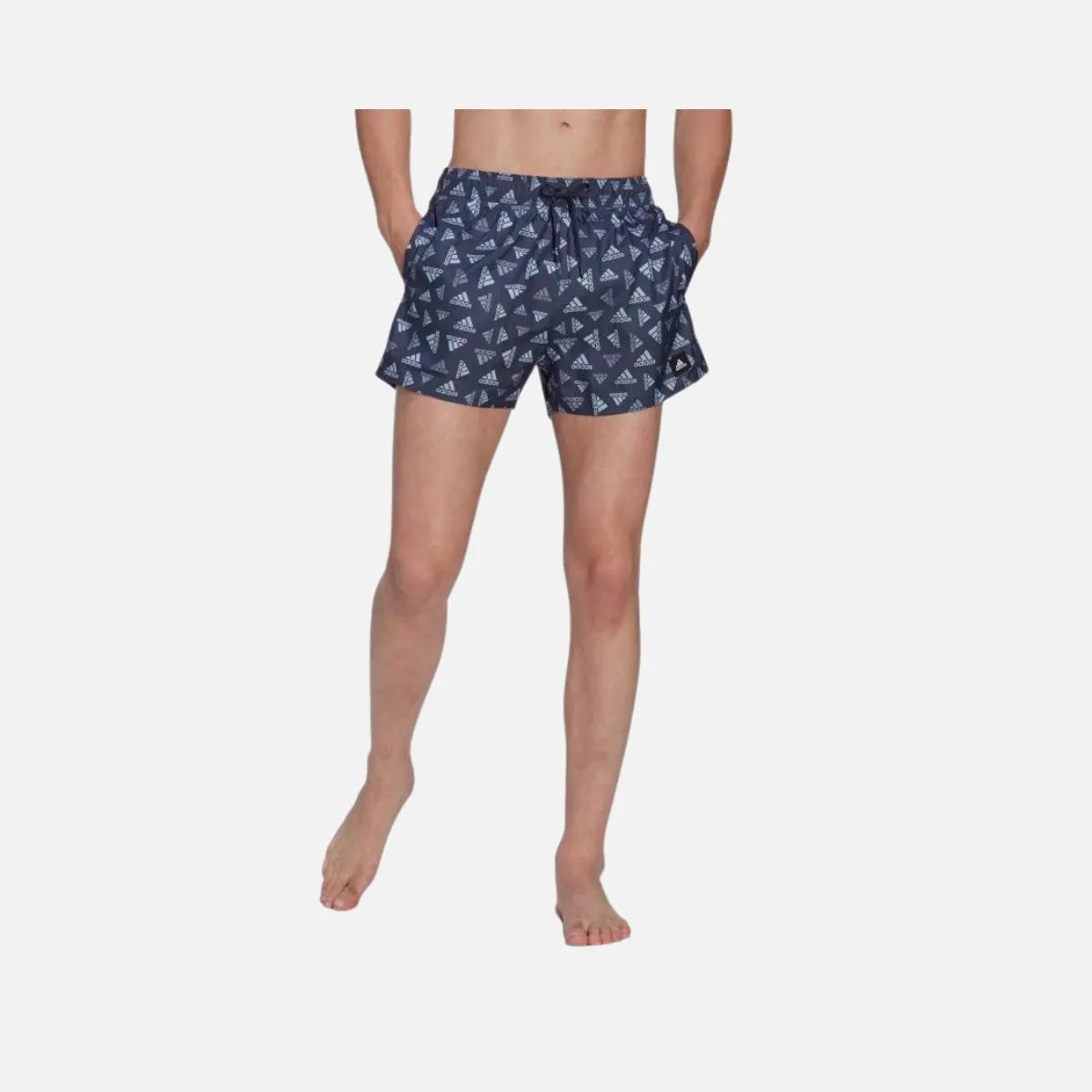 Adidas Logo Print CLX Swim Shorts Very Short Length -Shadow Navy / Blue Dawn