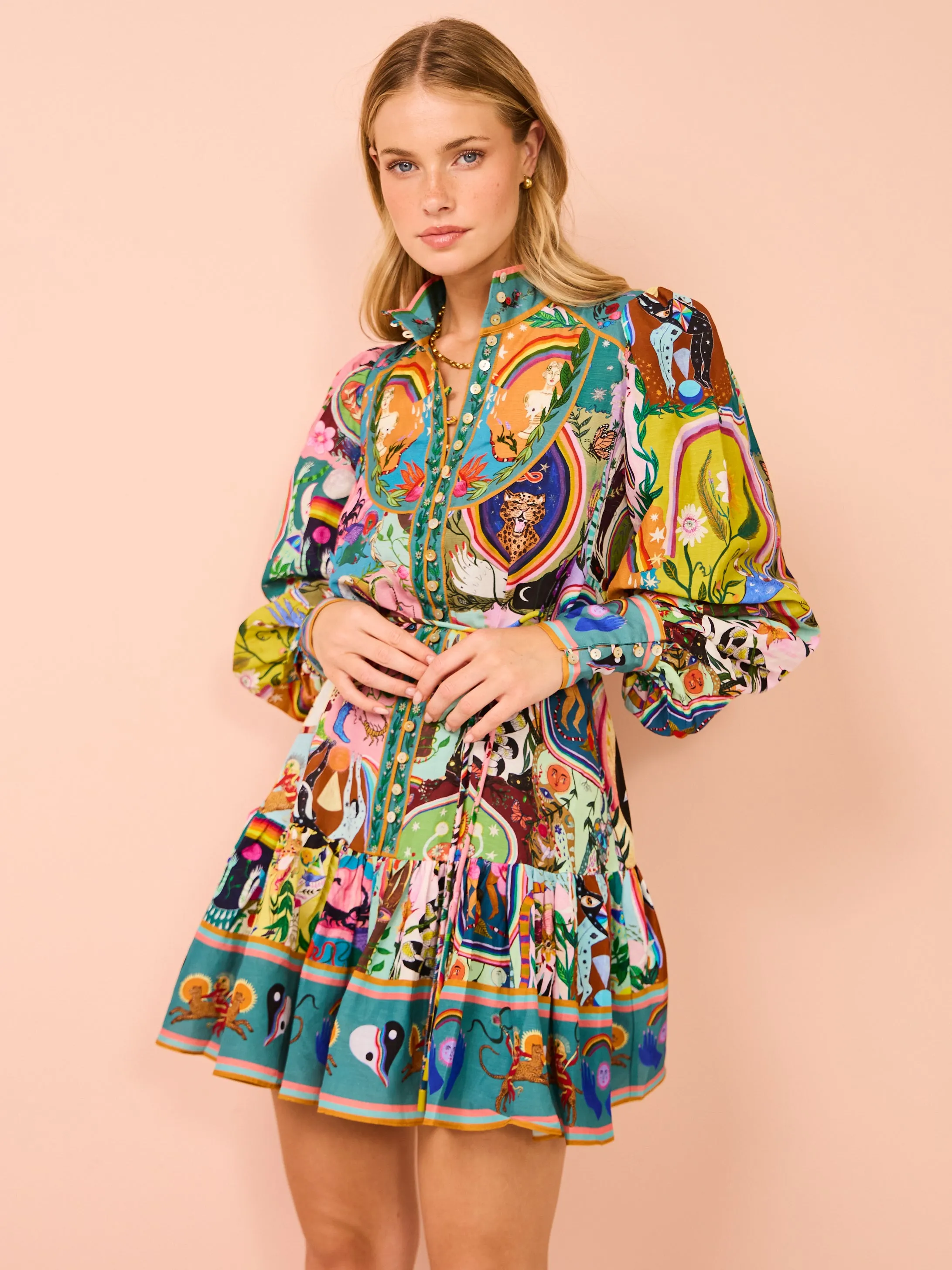 Alemais Evergreen Mini Dress in Multi