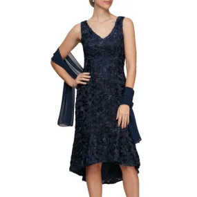 Alex Evening Soutache Embroidered Flounce Dress