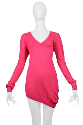 ALEXANDER MCQUEEN HOT PINK CASHMERE SWEATER DRESS