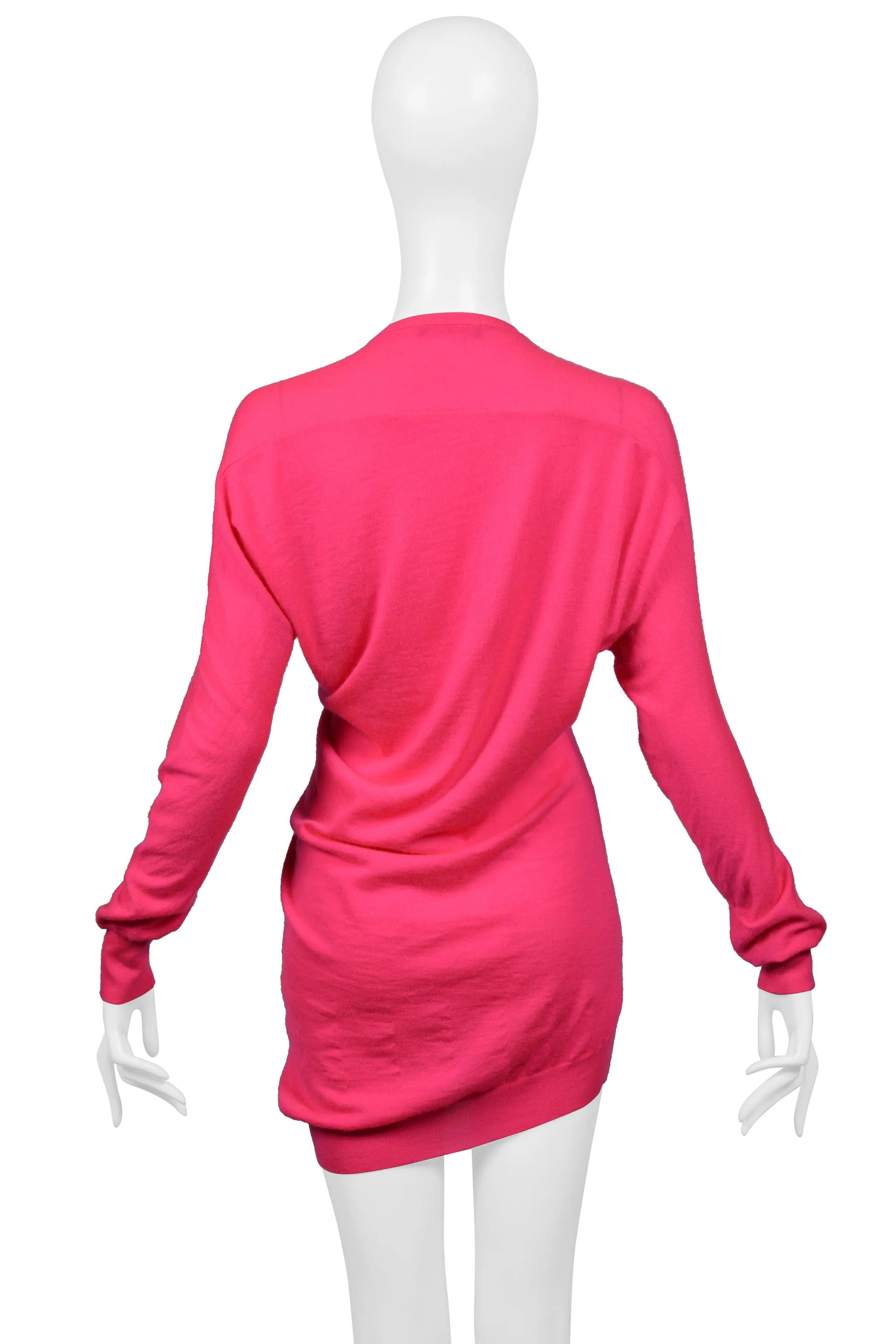 ALEXANDER MCQUEEN HOT PINK CASHMERE SWEATER DRESS