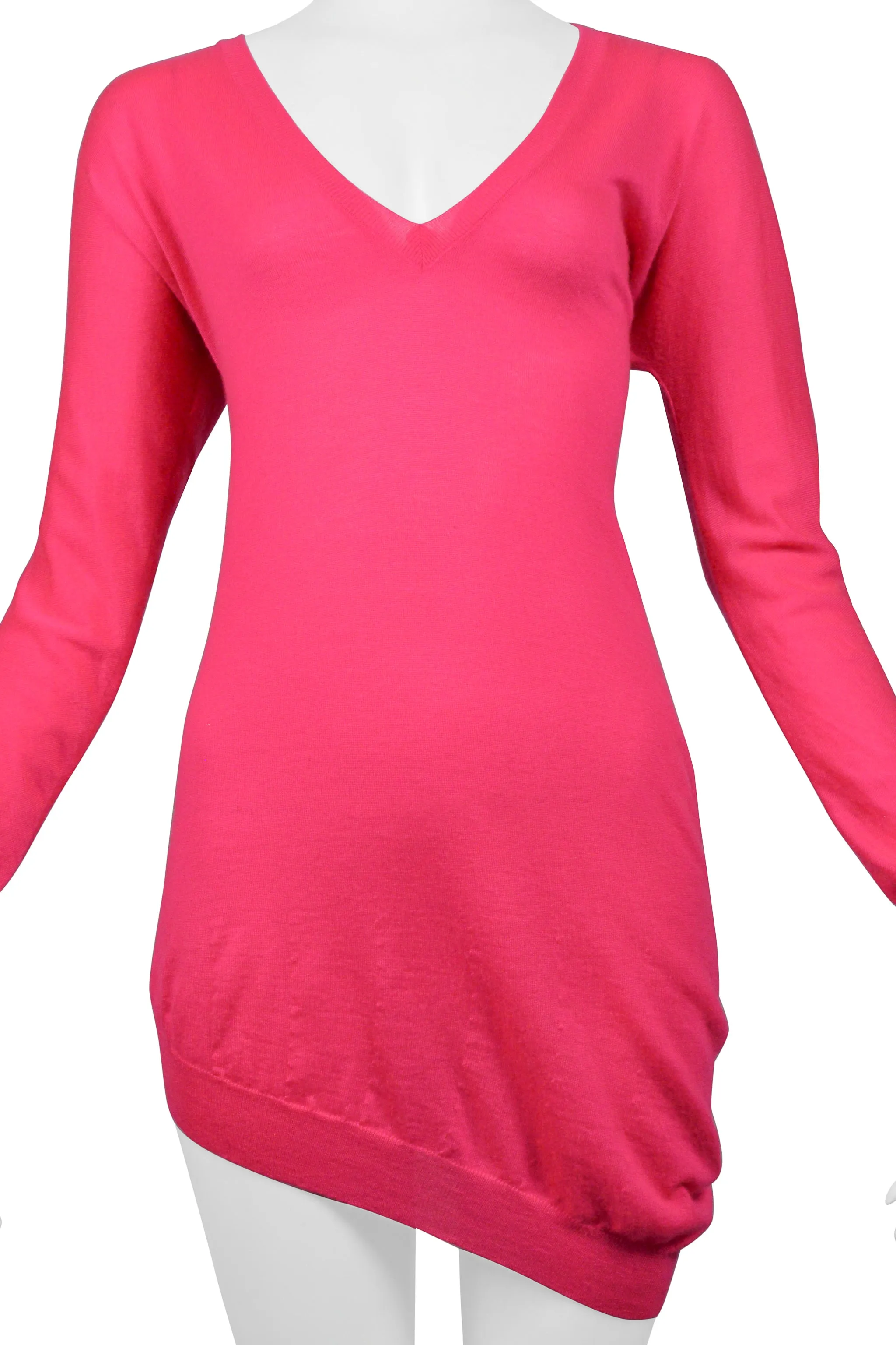 ALEXANDER MCQUEEN HOT PINK CASHMERE SWEATER DRESS