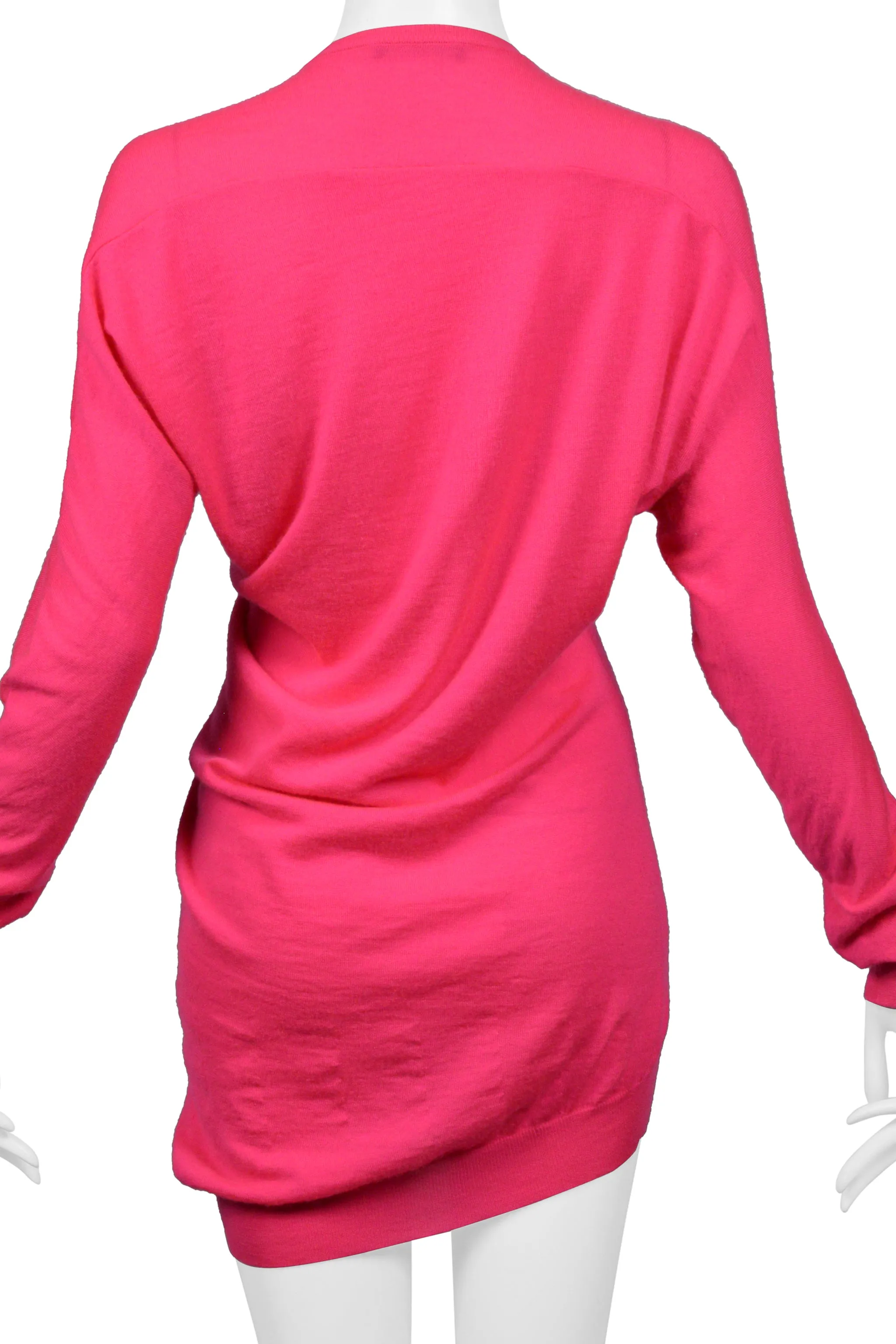 ALEXANDER MCQUEEN HOT PINK CASHMERE SWEATER DRESS