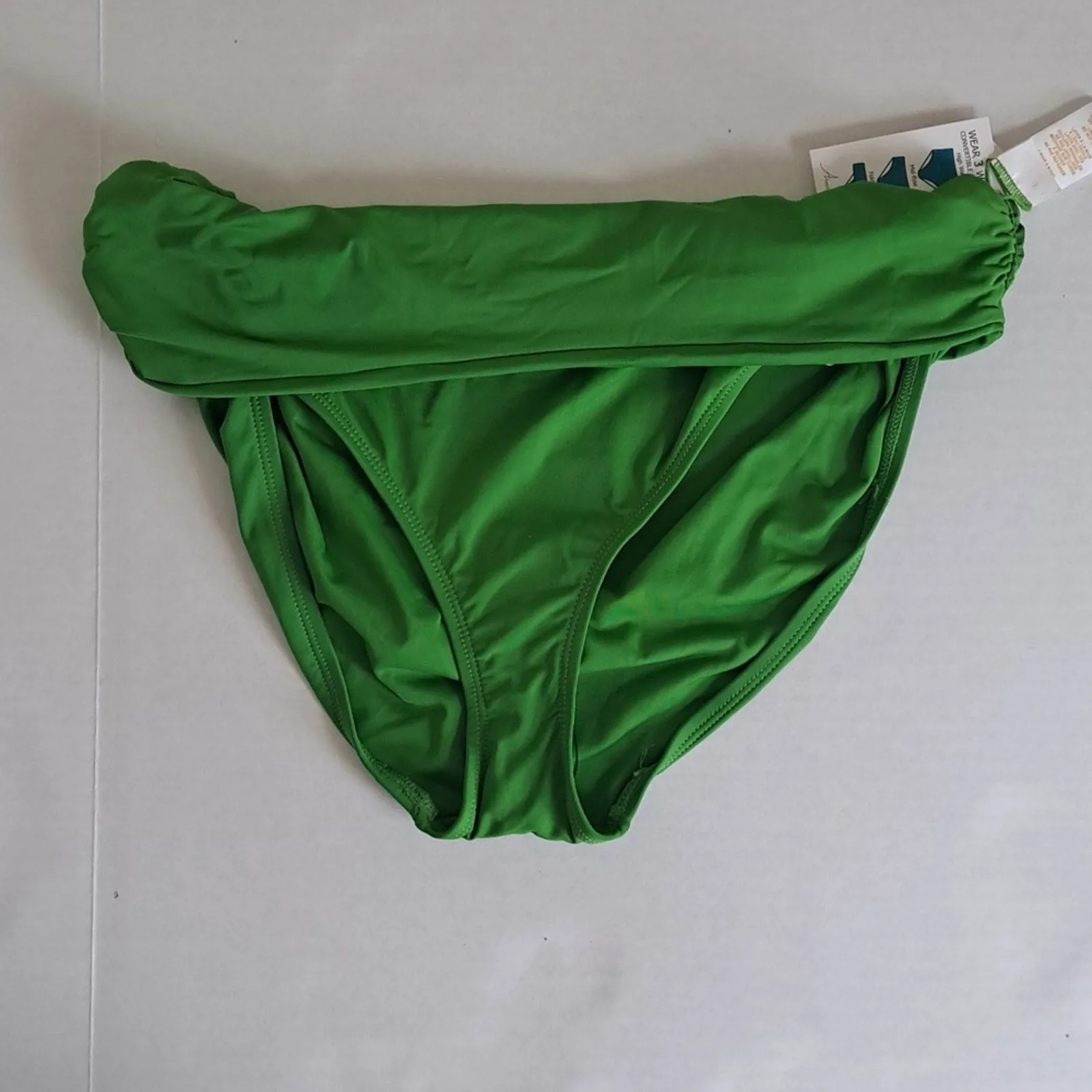 Anne Cole Convertible High Waist Shirred Swim Bottom Grass