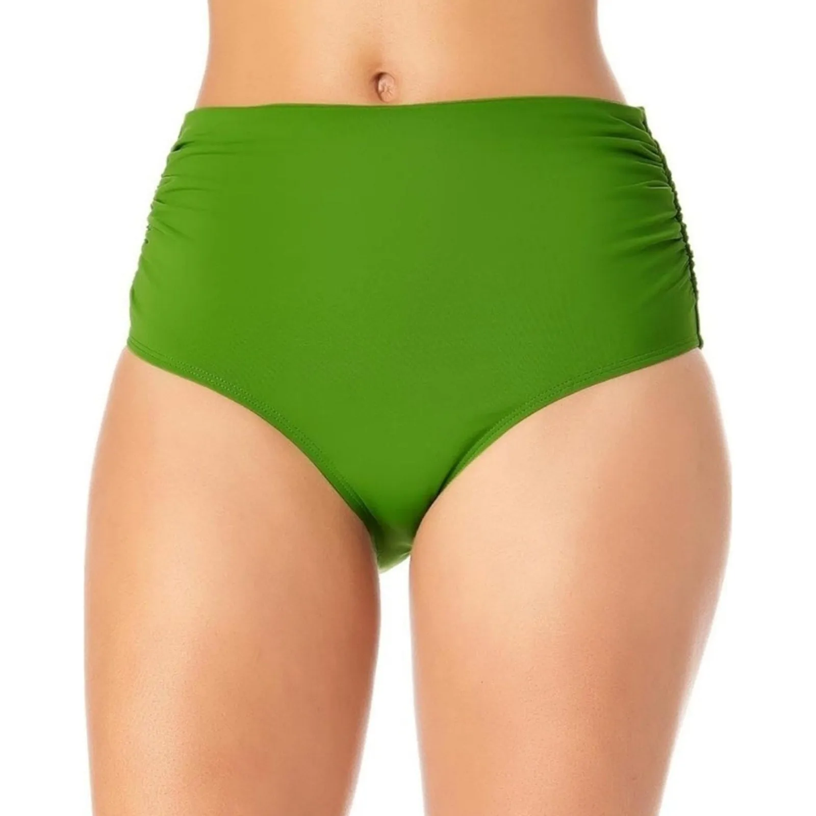 Anne Cole Convertible High Waist Shirred Swim Bottom Grass