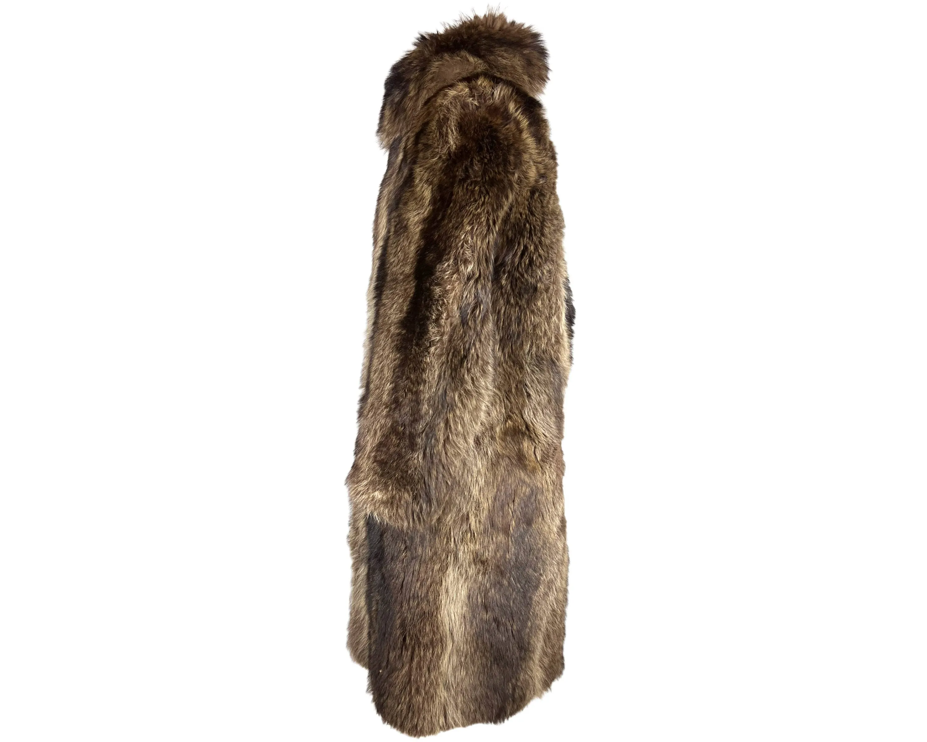 Antique 1910s 1920s Mens Raccoon Fur Coat Ivy League Football Fan Size L