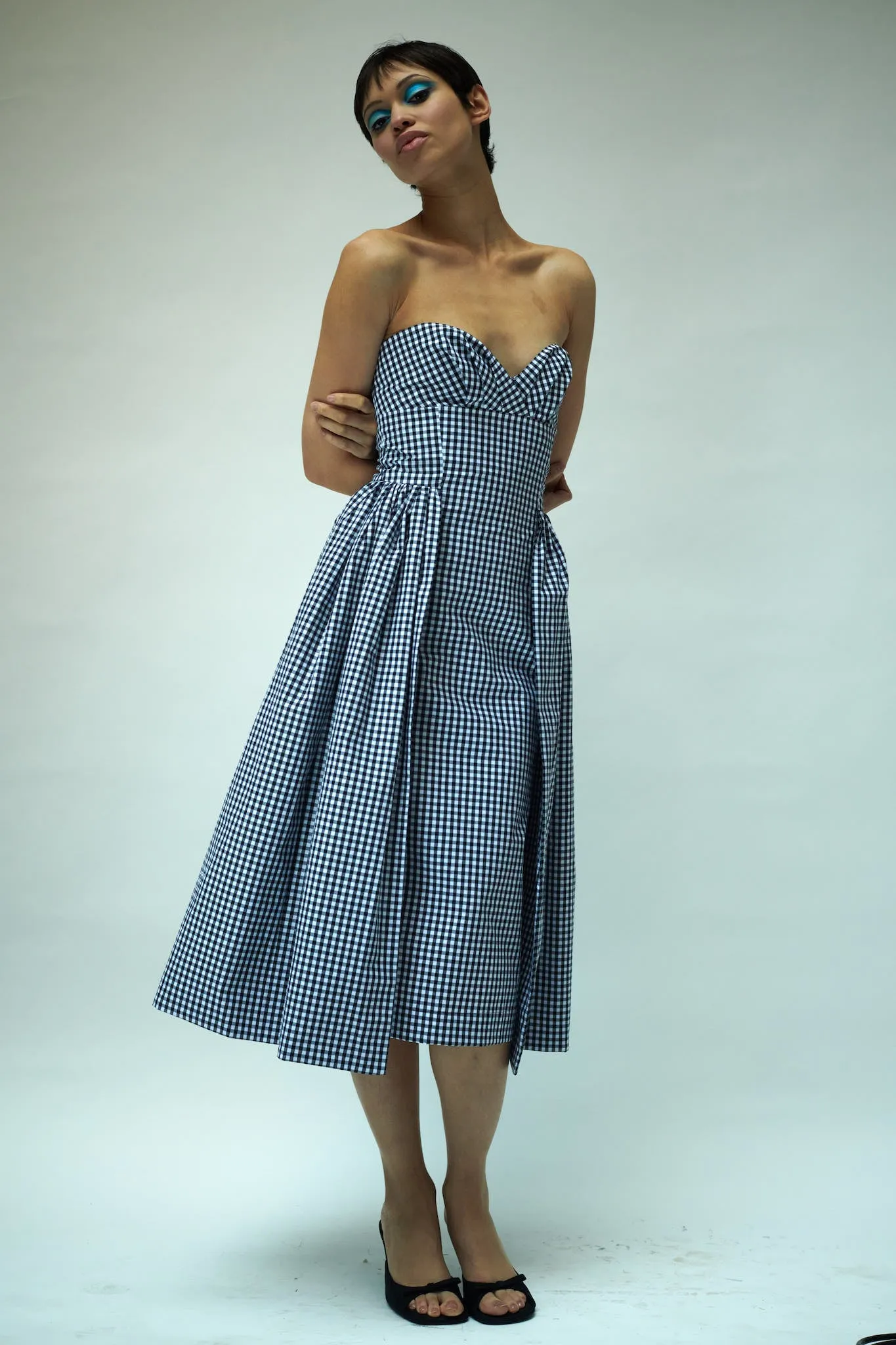 Arya Dress in Black and White Gingham Cotton