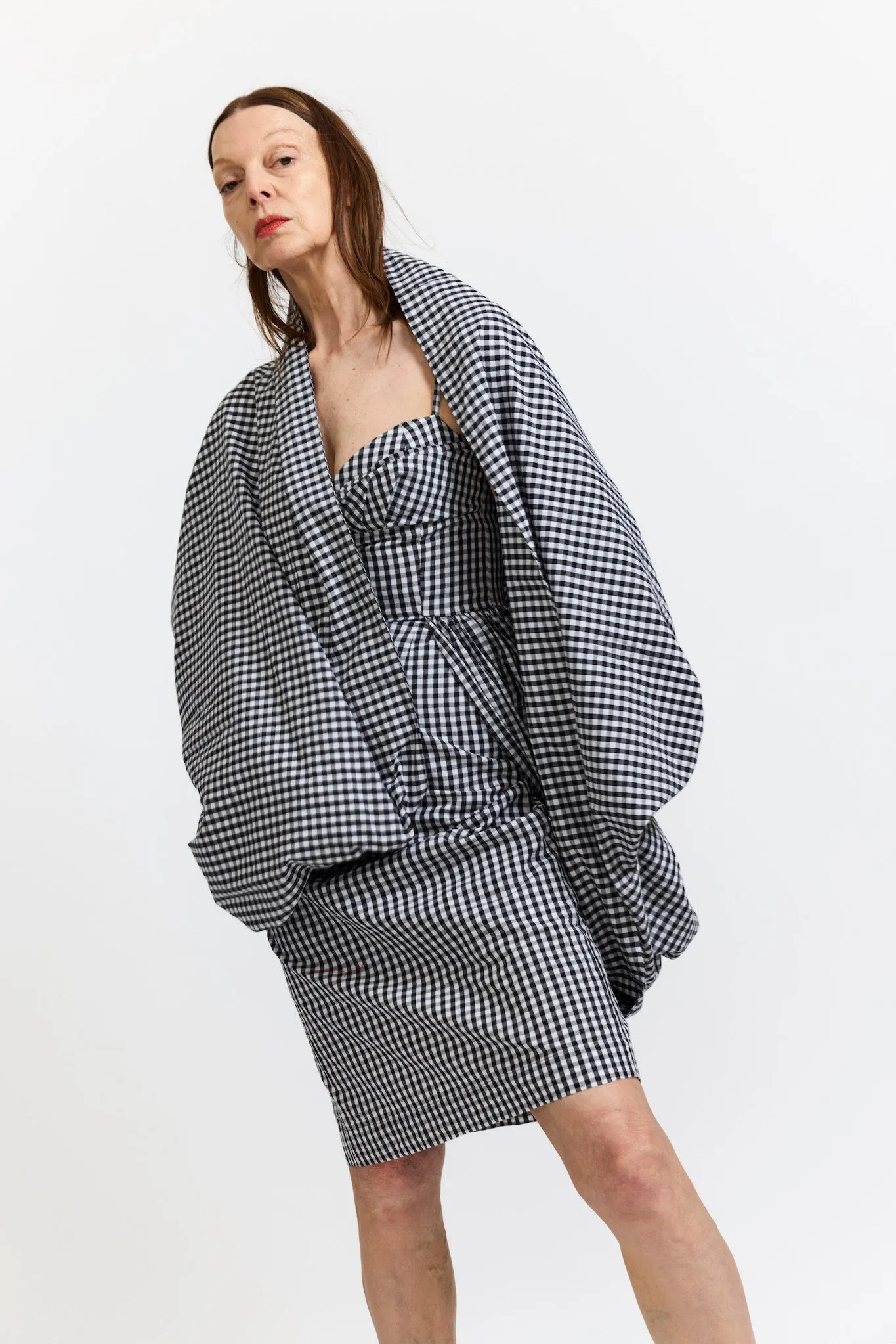 Arya Dress in Black and White Gingham Cotton