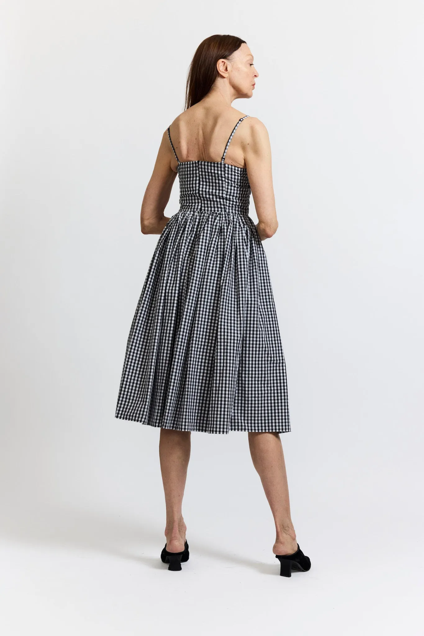 Arya Dress in Black and White Gingham Cotton