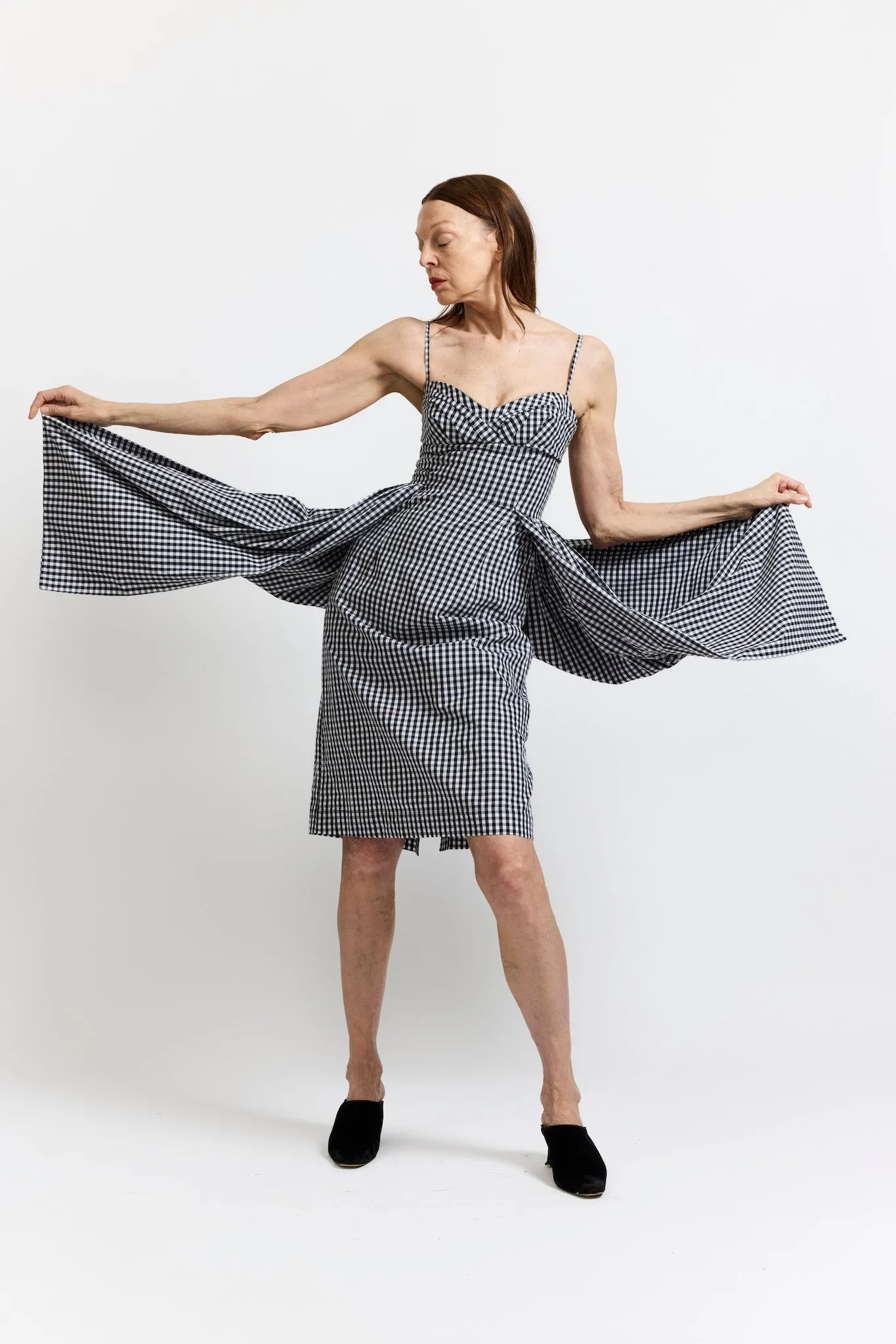 Arya Dress in Black and White Gingham Cotton