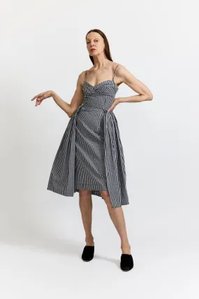 Arya Dress in Black and White Gingham Cotton