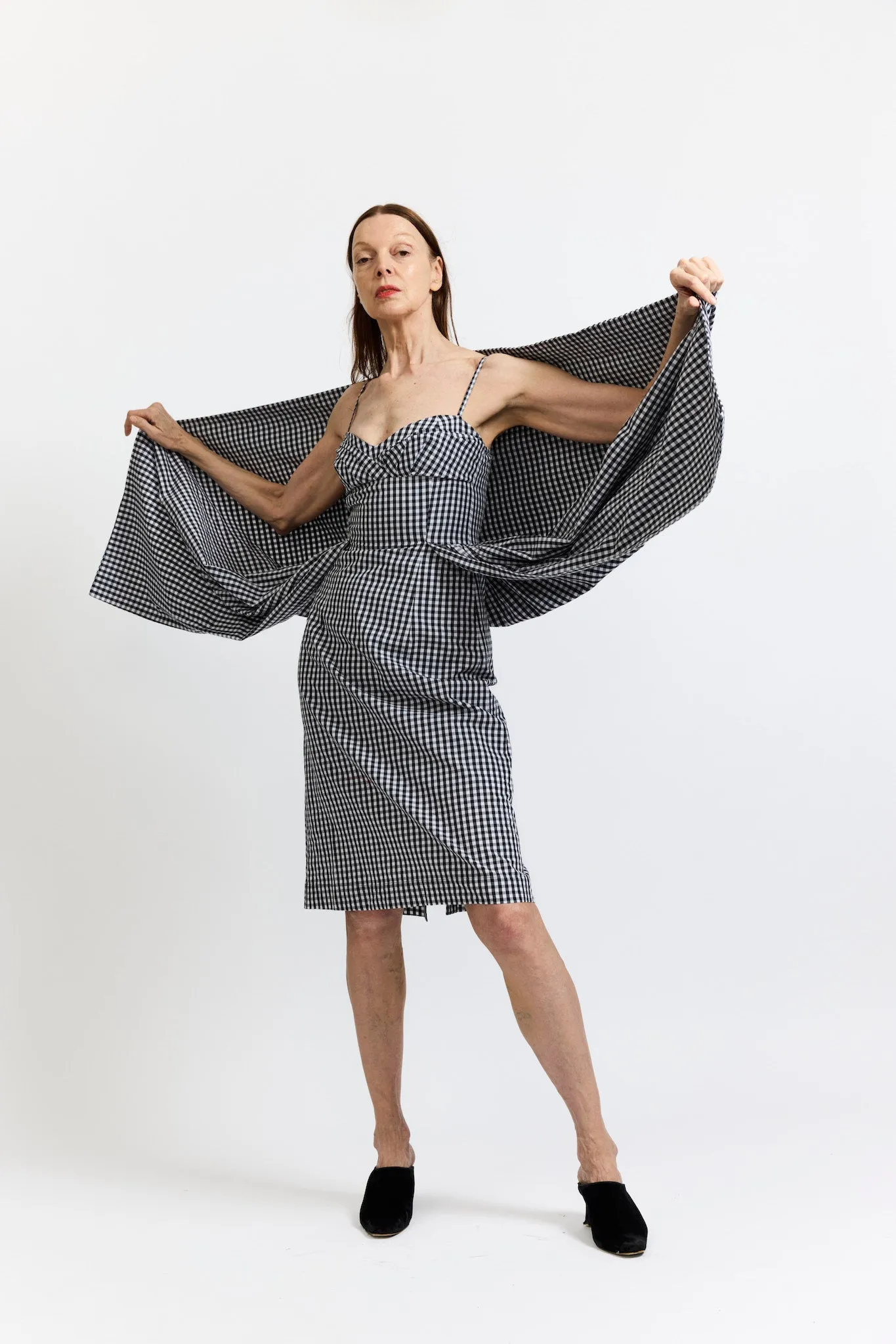 Arya Dress in Black and White Gingham Cotton