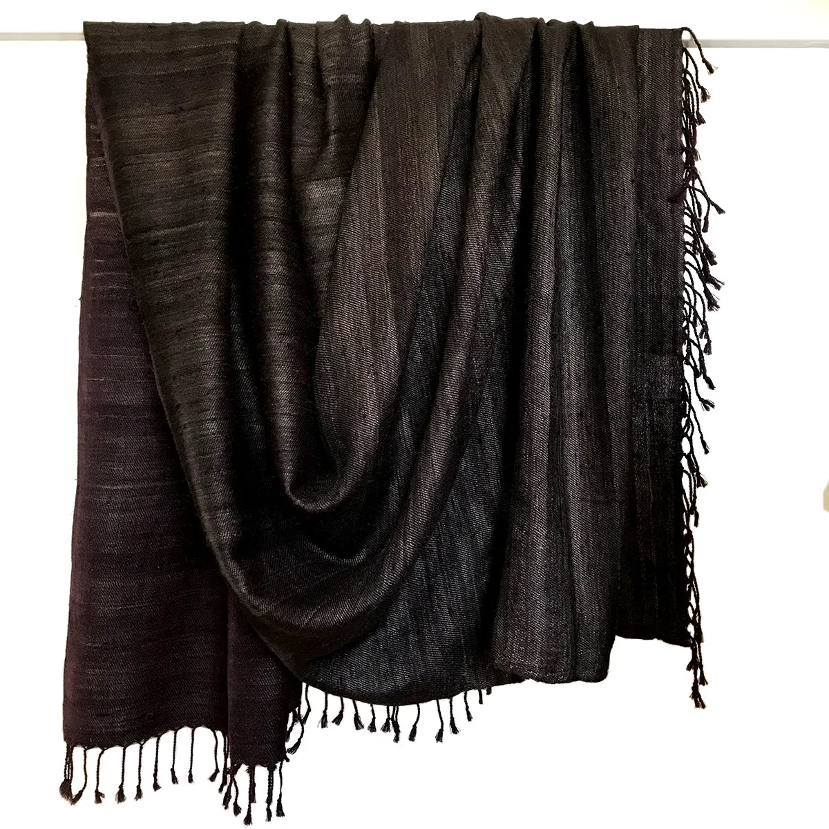 Avani Silk & Wool Large Shawl in Charcoal