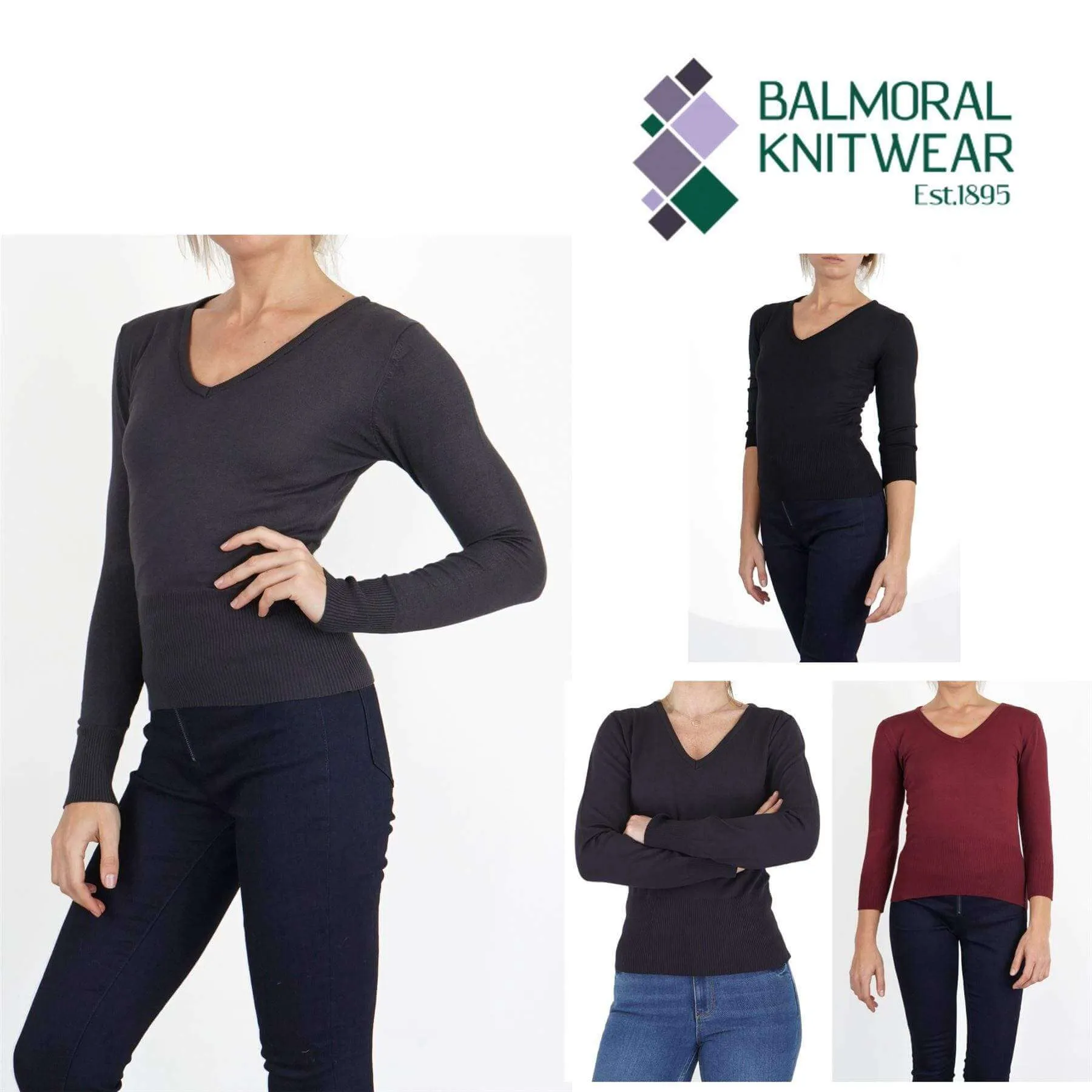 Balmoral Women Premium Soft V-Neck Long Sleeve Classic Fit Knit Jumpers