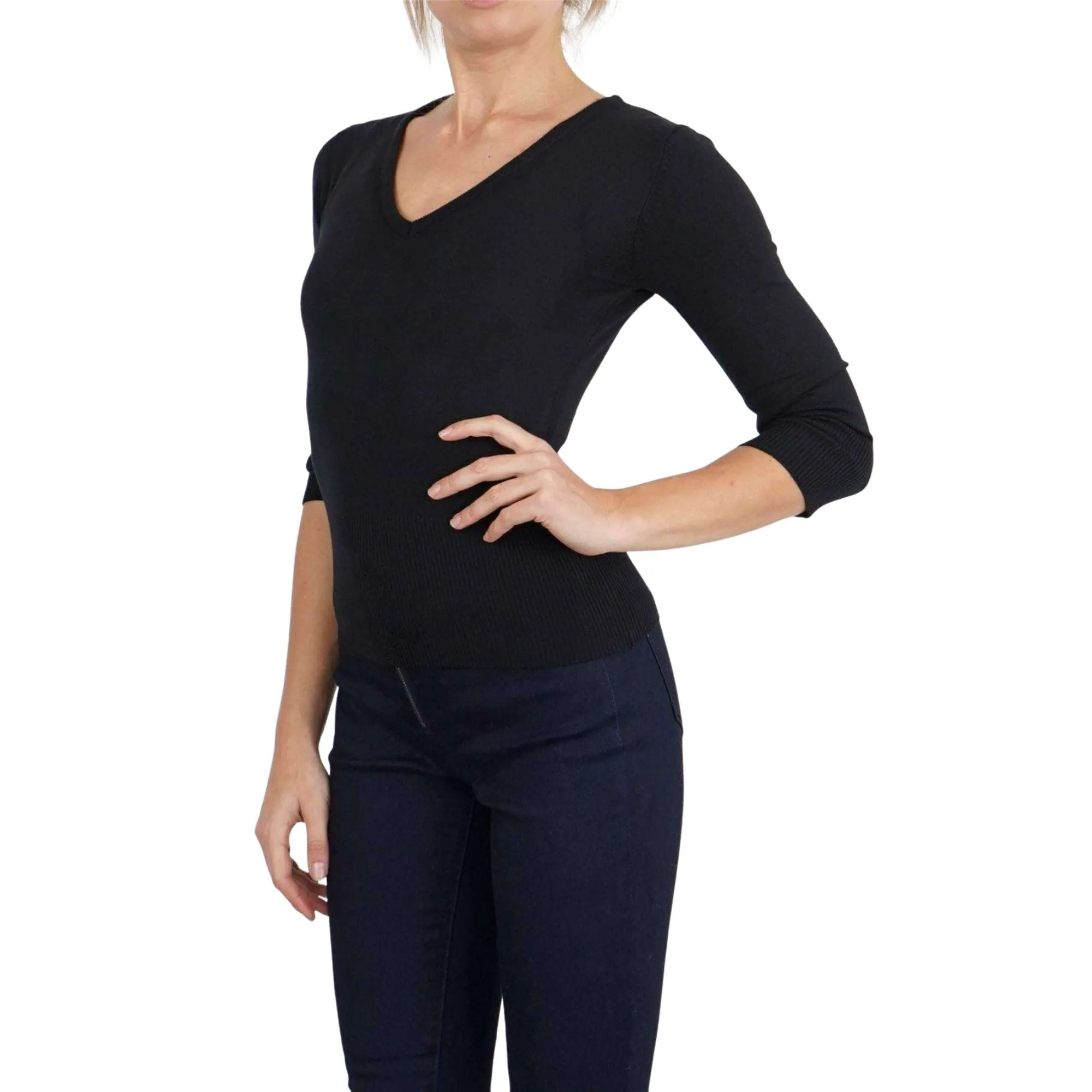 Balmoral Women Premium Soft V-Neck Long Sleeve Classic Fit Knit Jumpers