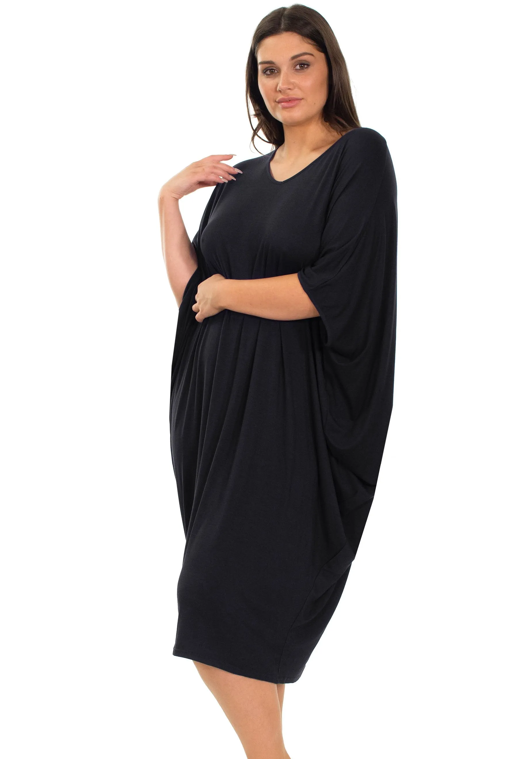 Bamboo V Neck Draped Dress - 2 Pack