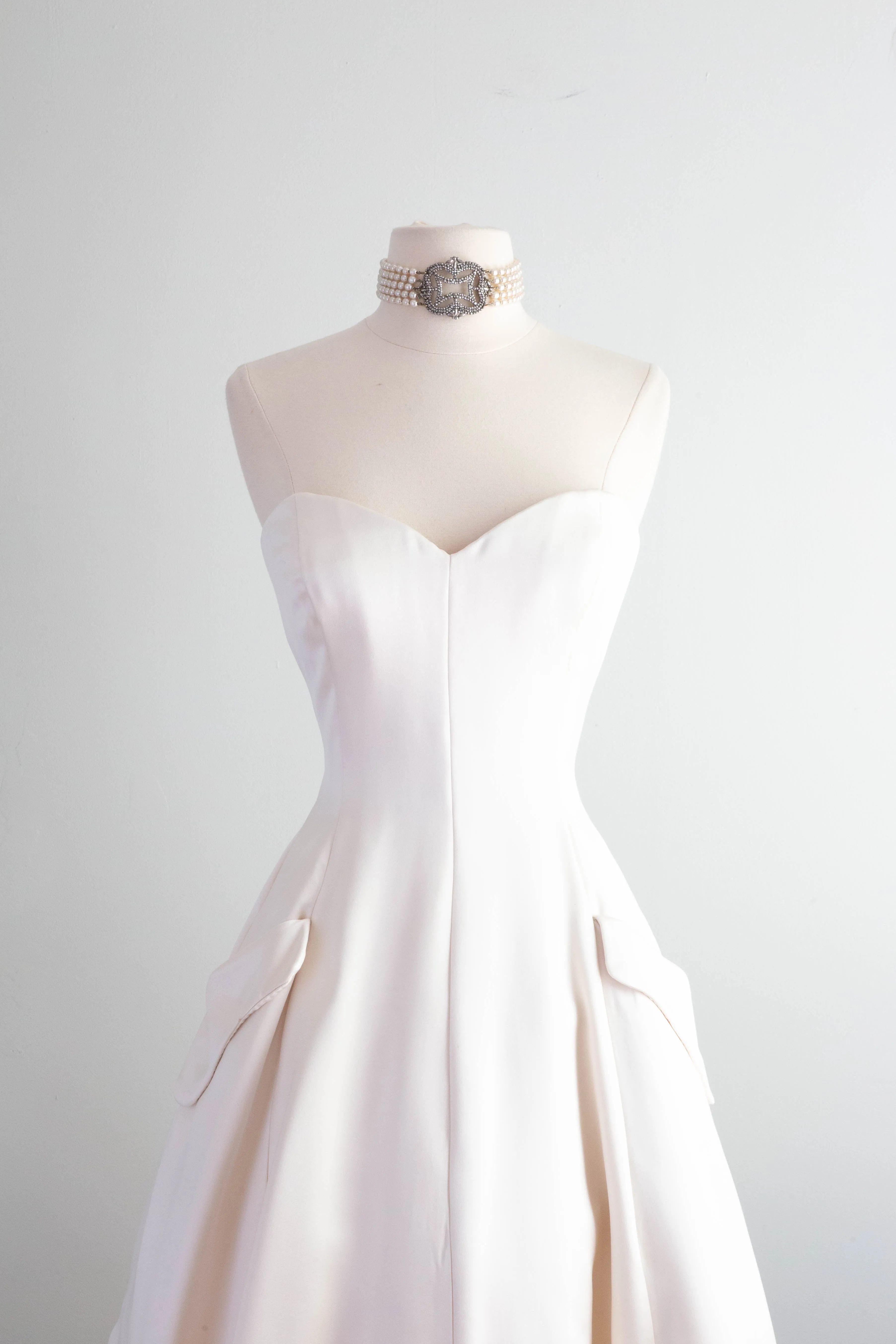 Beautiful Vintage Tarquin Ebker Couture Ivory Silk Wedding Dress / SM