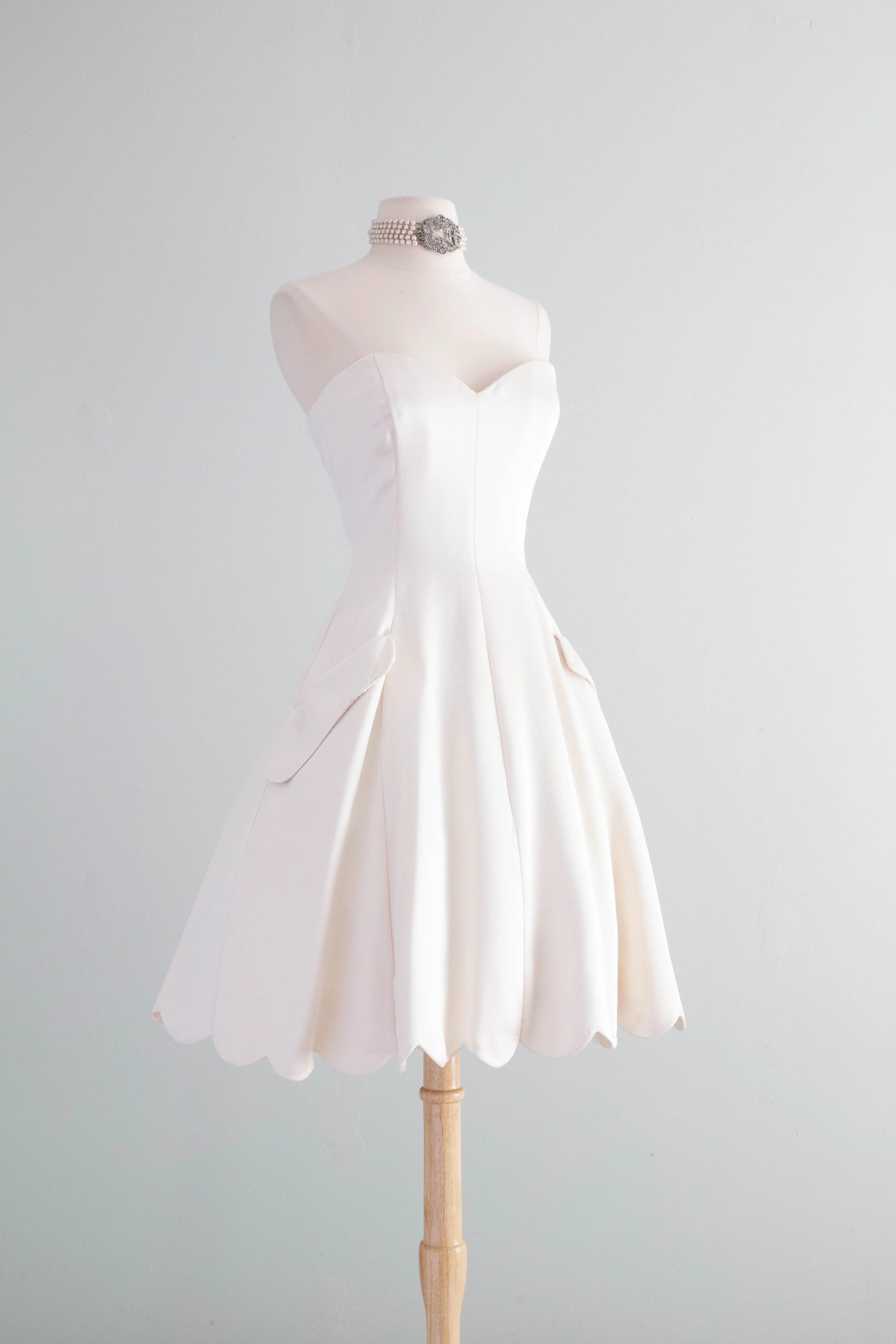 Beautiful Vintage Tarquin Ebker Couture Ivory Silk Wedding Dress / SM