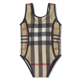 Beige Check Swimsuit