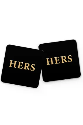 Big Alphabet Lux Hers Drinks Coaster (Black)