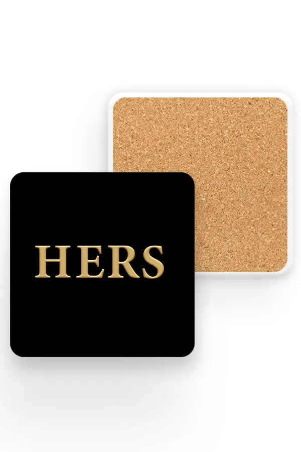 Big Alphabet Lux Hers Drinks Coaster (Black)