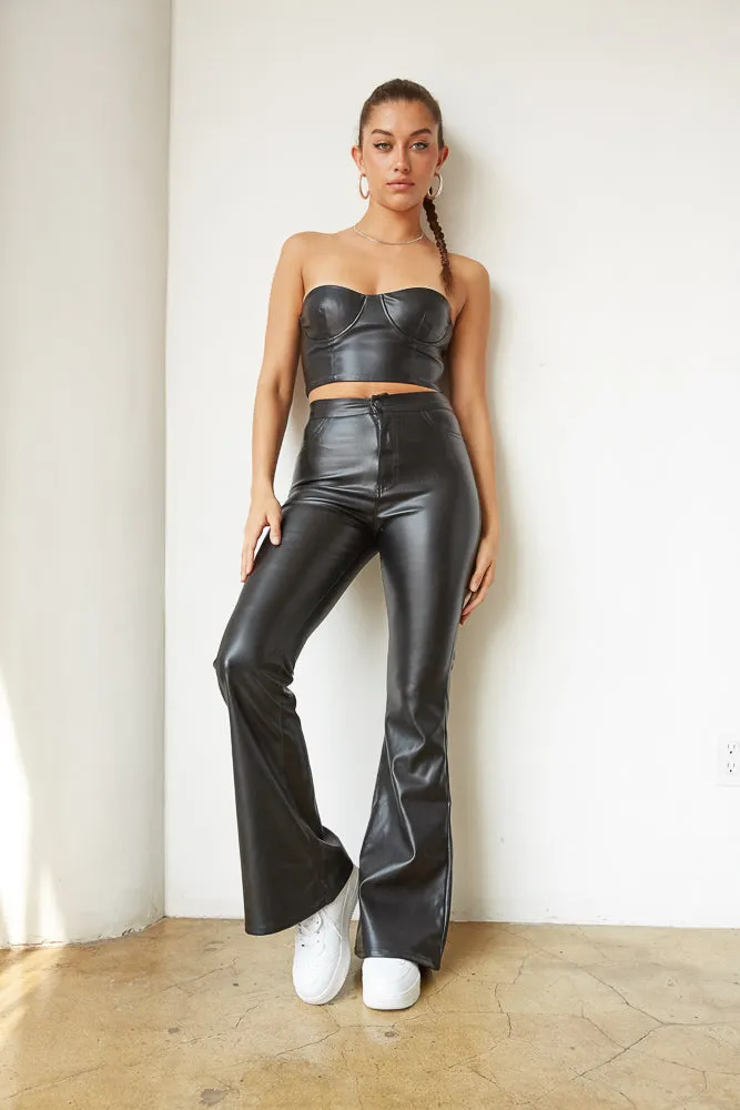 Billie Faux Leather Bustier Top