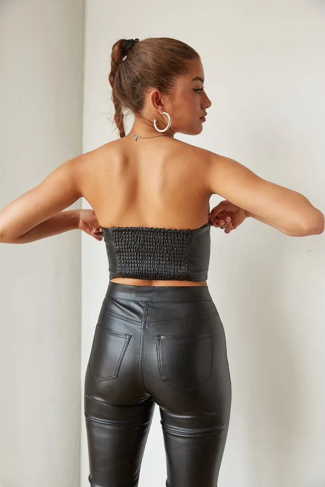 Billie Faux Leather Bustier Top