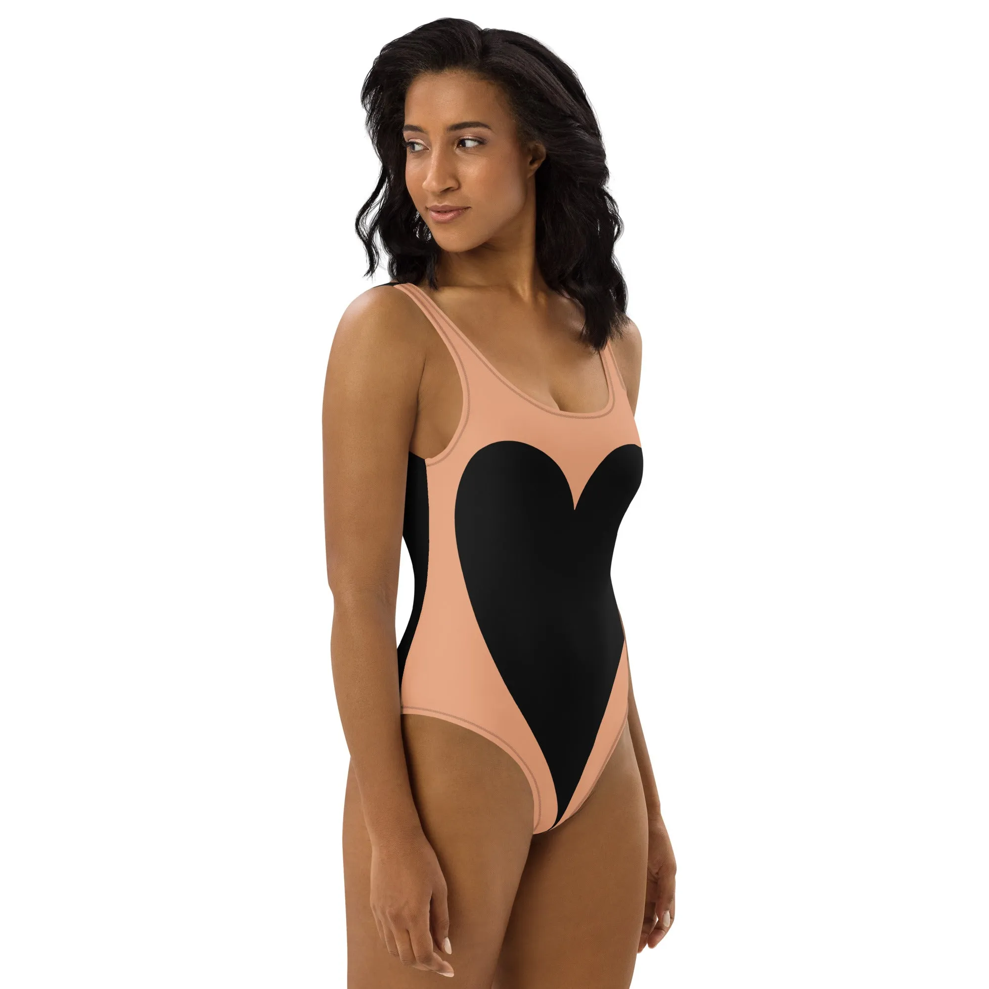 Black Heart Shaped One-Piece Swimsuit