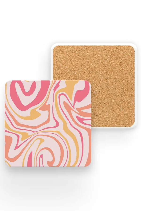 Bold Marble Swirl Drinks Coaster (Pink)