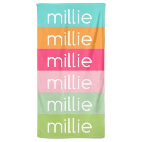 Bright Ombre Personalized Kids Beach Towel