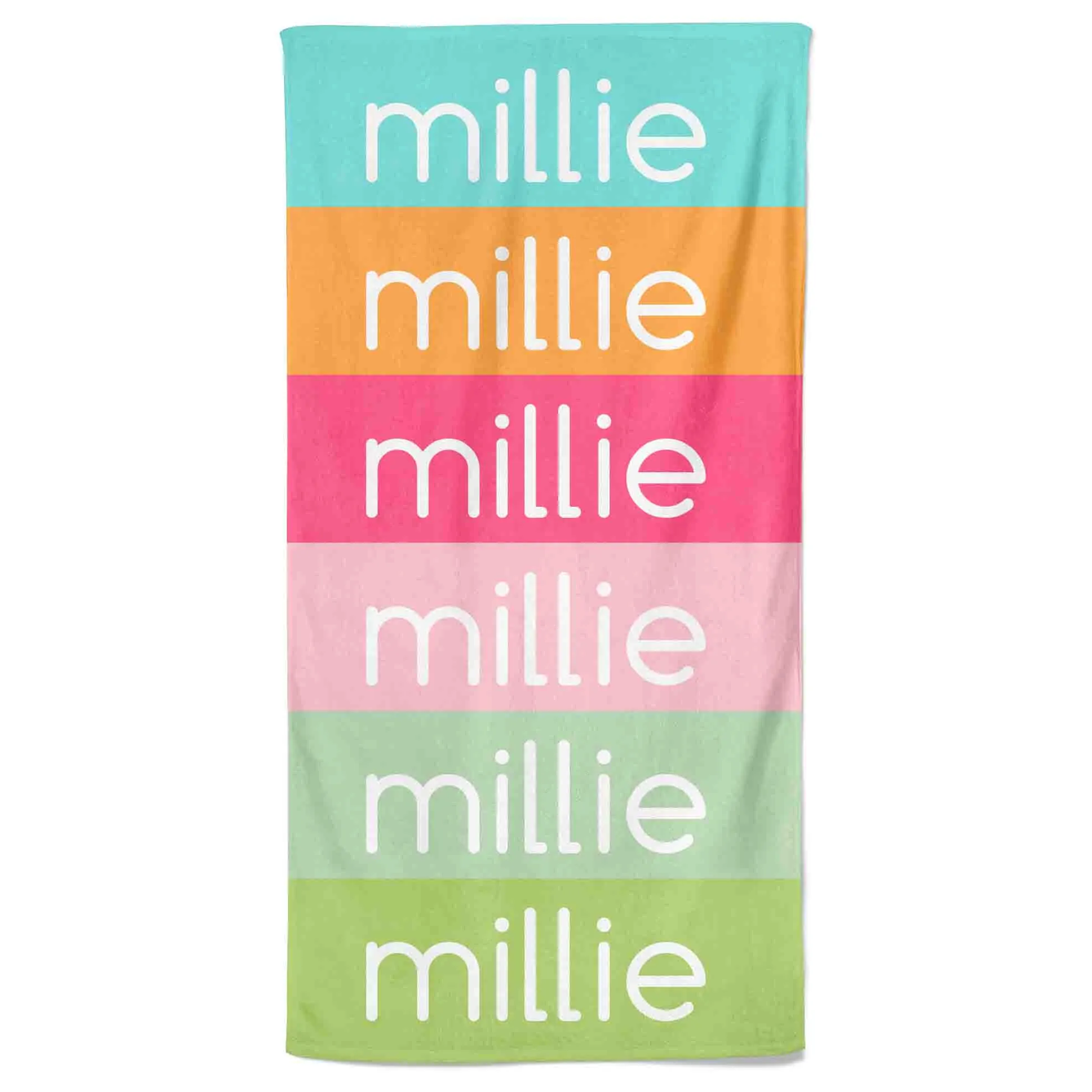 Bright Ombre Personalized Kids Beach Towel