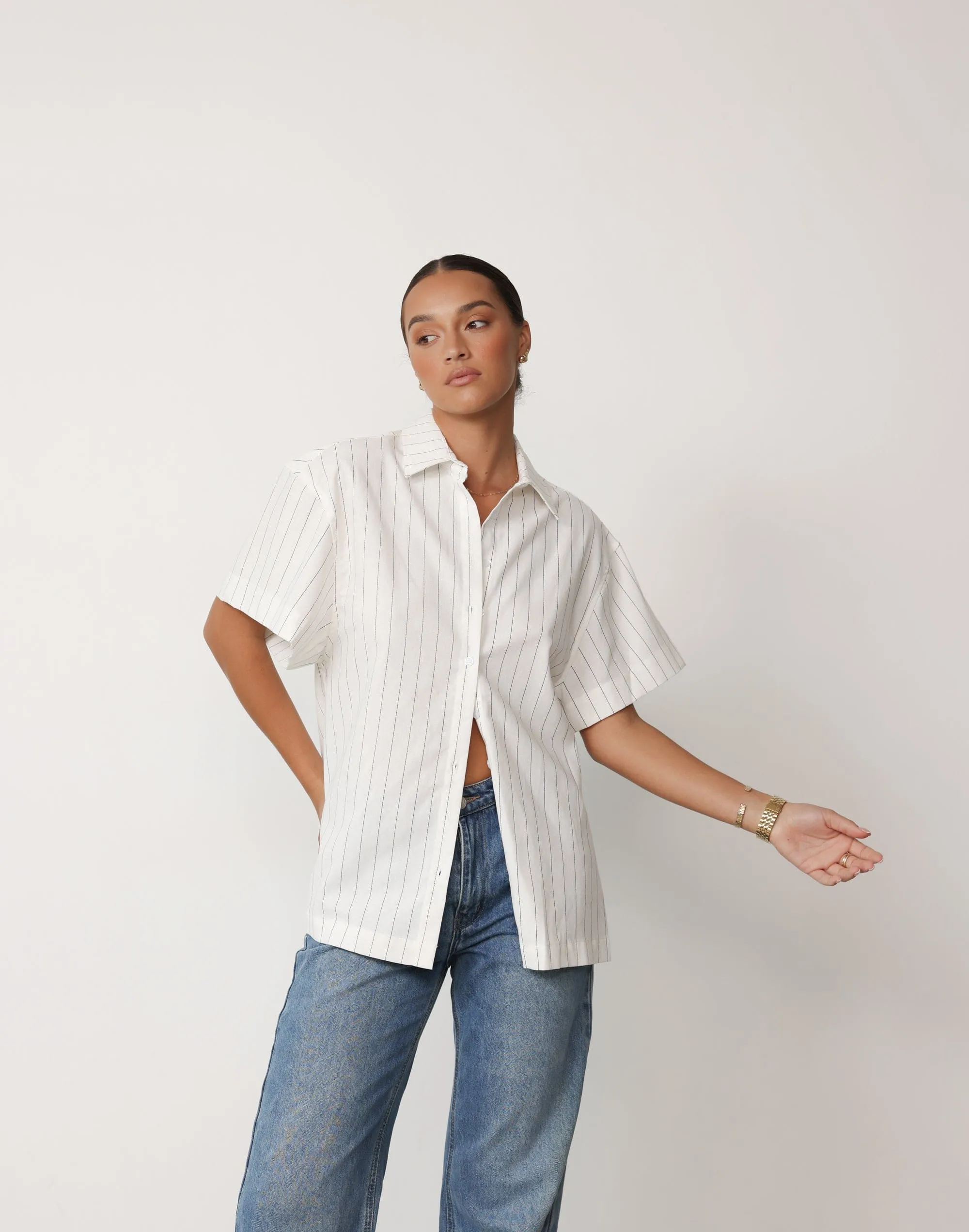 Charlie Shirt (White Pinstripe)