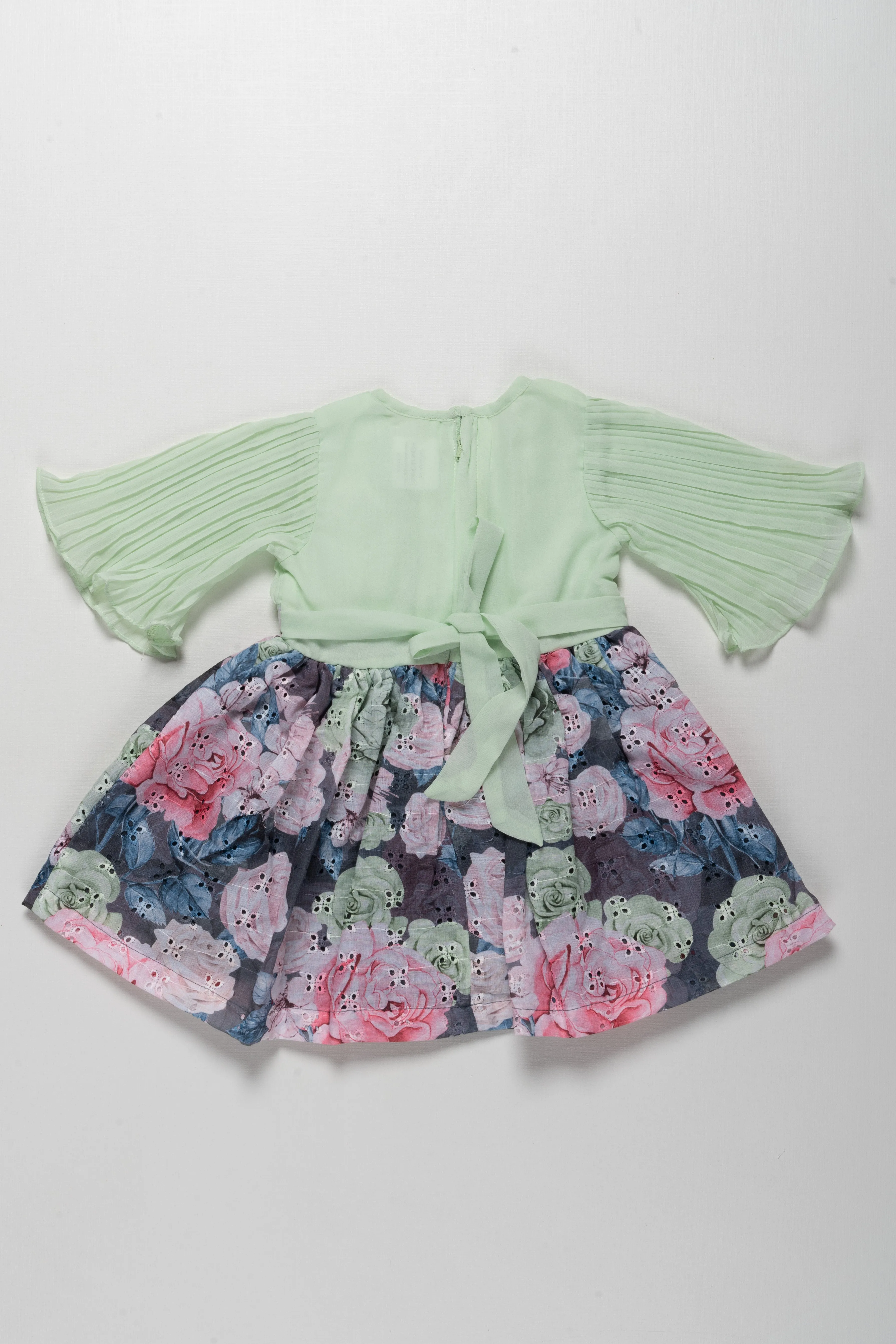 Charming Girls Fancy Floral Frock with Embroidered Detail