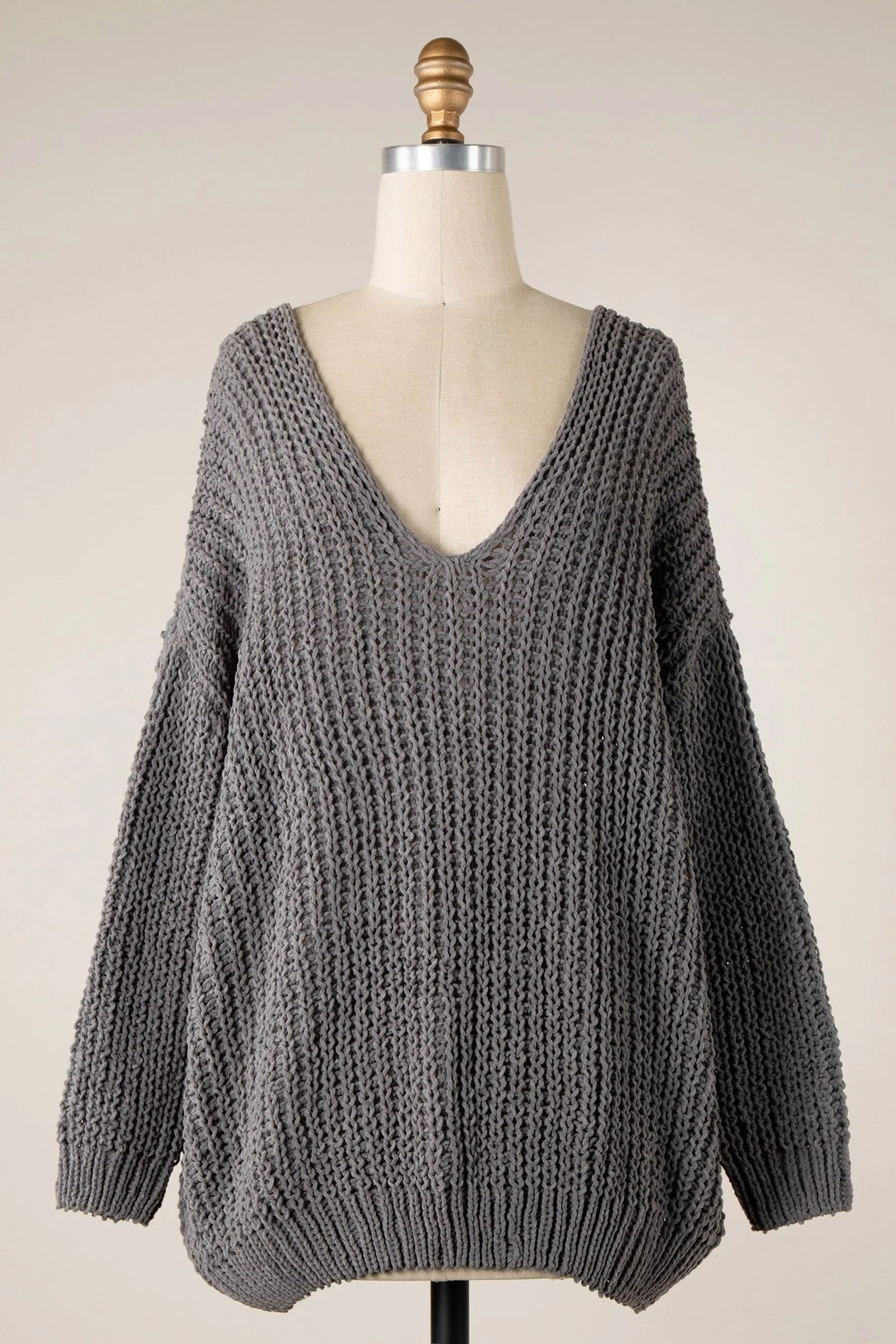 CHENILLE CABLE KNIT OVERSIZED SWEATER 1 PACK