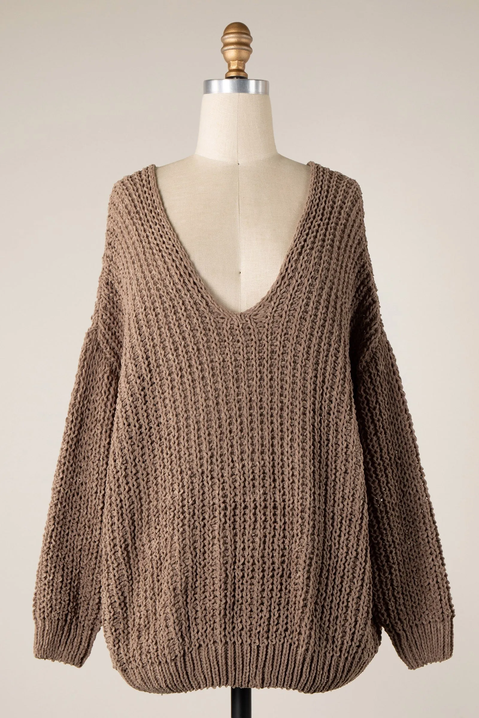 CHENILLE CABLE KNIT OVERSIZED SWEATER 1 PACK