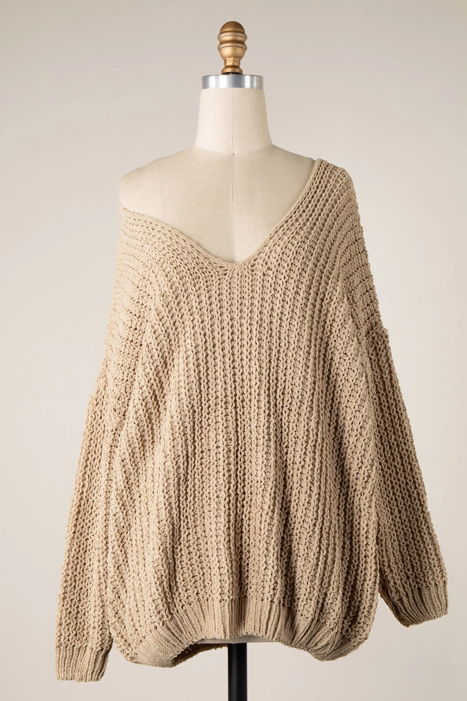 CHENILLE CABLE KNIT OVERSIZED SWEATER 1 PACK