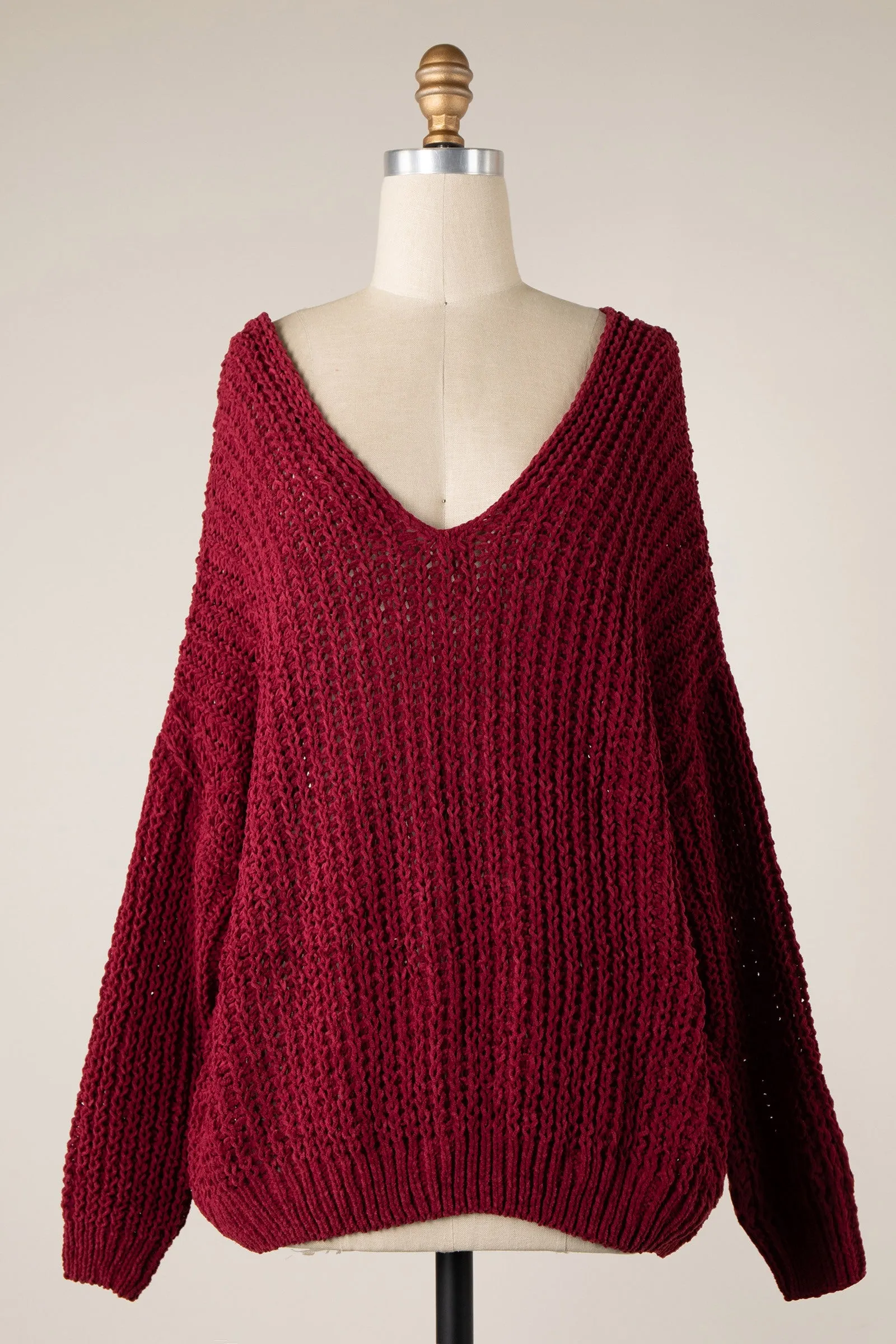 CHENILLE CABLE KNIT OVERSIZED SWEATER 1 PACK